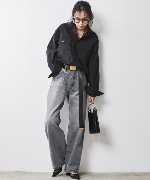 「CHIC STYLE」 長袖シャツ 4L カーキ レディース_画像9