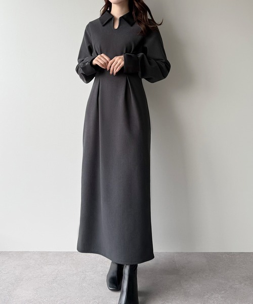 「junoah」 長袖ワンピース MEDIUM チャコール レディース_画像8