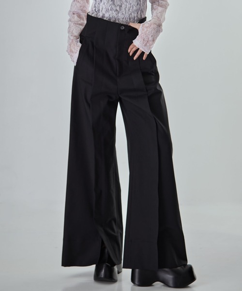 STUDIOUS ブラック ワイドレッグパンツ s STUDIOUS（ステュディオス） パンツ レディース : ZOZOTOWN Yahoo!店