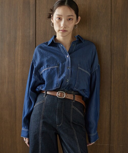INDIVI GALLEST ブラウス シャツ デニムシャツ レディース : ZOZOTOWN