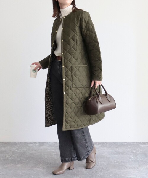 M*O様 トラドィショナルウェザーウェアノーカラーロングジャケット カーキ36サ Traditional Weatherwear（トラディショナル ウェザーウェア） ノー
