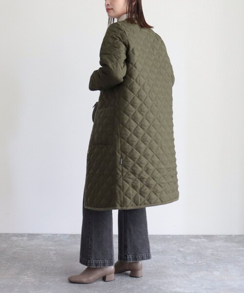 M*O様 トラドィショナルウェザーウェアノーカラーロングジャケット カーキ36サ Traditional Weatherwear（トラディショナル ウェザーウェア） ノー