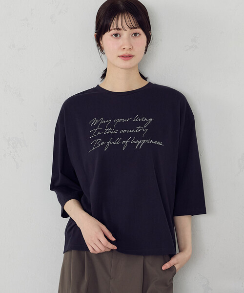 COMME CA ISM（コムサイズム） tシャツ 6部袖 ロゴTシャツ レディース