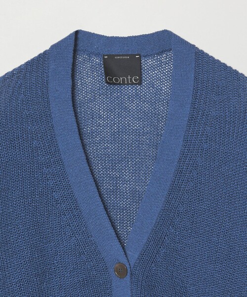 カーディガン 「conte」ソデスリット アゼ Vネックカーディガン レディースの画像