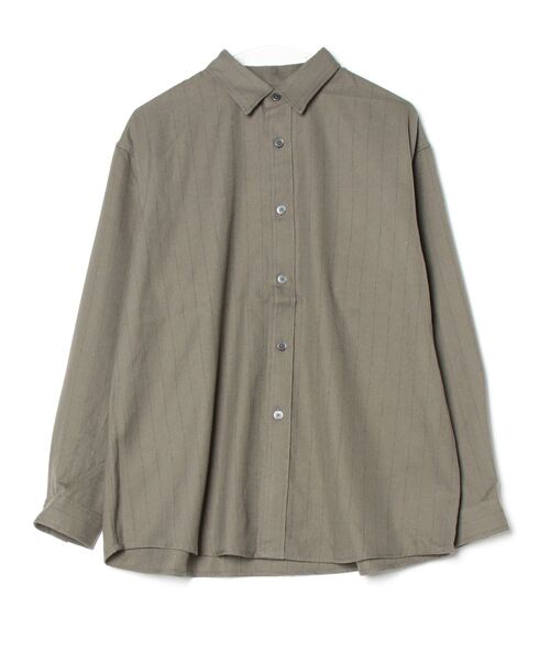 「NANO universe」 「HOTEL PALACE」長袖ネルシャツ L オリーブ メンズ_画像2