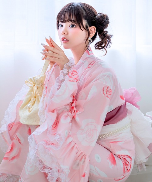 BODY LINE 和ロリ 浴衣 トップス スカート ヘッドドレス等 4点セット BODYLINE 浴衣 「簡単着付け/セパレート浴衣」上衣・スカート