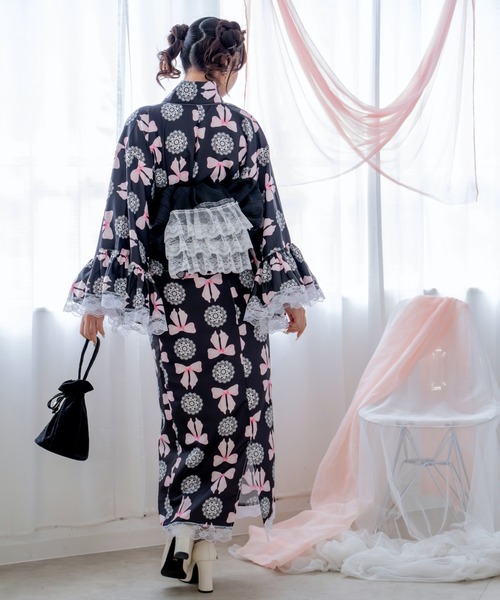 浴衣 「簡単着付け/セパレート浴衣」上衣・スカート・オーガンジー飾り帯 3点セット「ロリータ凛姫浴衣」 レディース_20