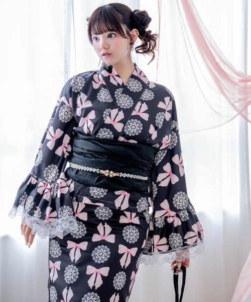 浴衣 「簡単着付け/セパレート浴衣」上衣・スカート・オーガンジー飾り帯 3点セット「ロリータ凛姫浴衣」 レディース_5
