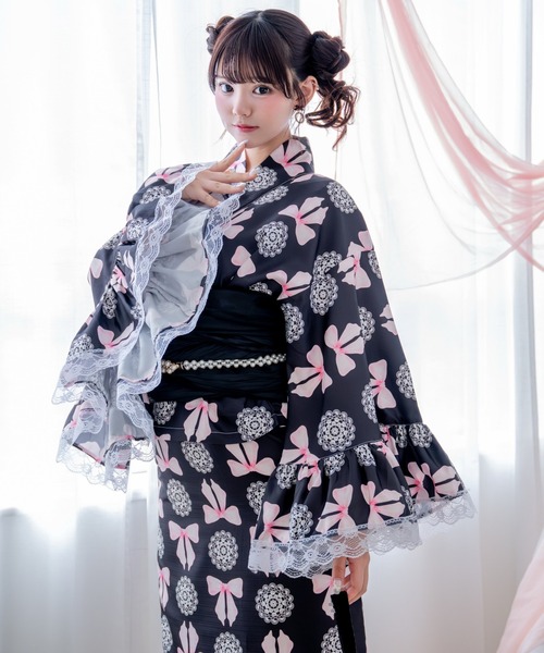 浴衣 「簡単着付け/セパレート浴衣」上衣・スカート・オーガンジー飾り帯 3点セット「ロリータ凛姫浴衣」 レディース_6
