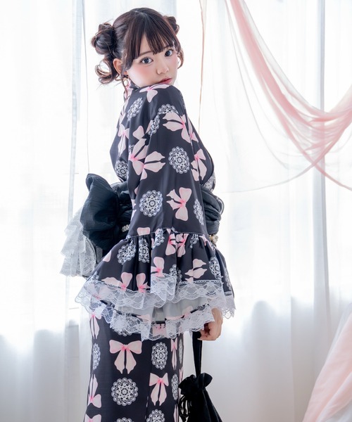 浴衣 「簡単着付け/セパレート浴衣」上衣・スカート・オーガンジー飾り帯 3点セット「ロリータ凛姫浴衣」 レディース_10