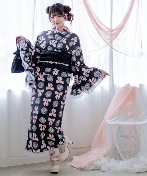 浴衣 「簡単着付け/セパレート浴衣」上衣・スカート・オーガンジー飾り帯 3点セット「ロリータ凛姫浴衣」 レディース_11