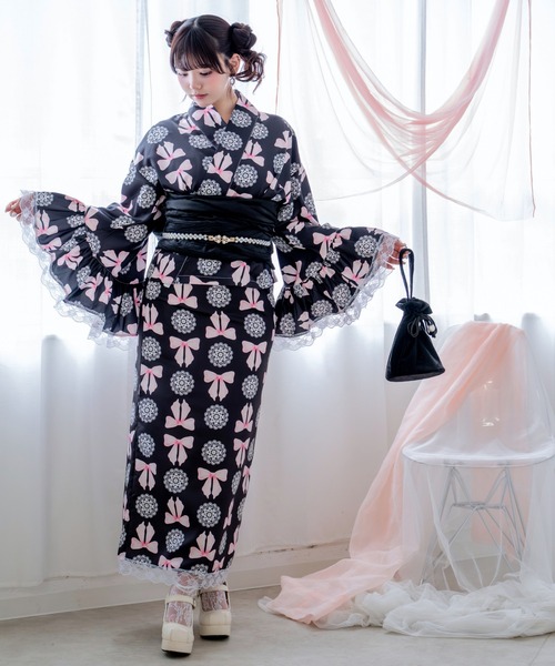 浴衣 「簡単着付け/セパレート浴衣」上衣・スカート・オーガンジー飾り帯 3点セット「ロリータ凛姫浴衣」 レディース_12