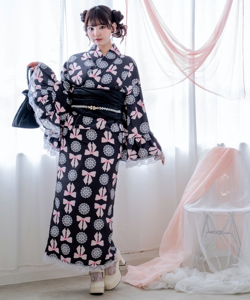 浴衣 「簡単着付け/セパレート浴衣」上衣・スカート・オーガンジー飾り帯 3点セット「ロリータ凛姫浴衣」 レディース_13