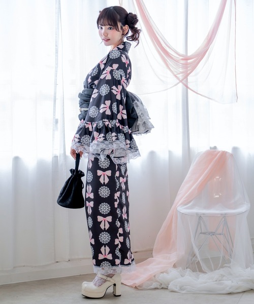 浴衣 「簡単着付け/セパレート浴衣」上衣・スカート・オーガンジー飾り帯 3点セット「ロリータ凛姫浴衣」 レディース_17