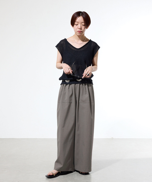 ワイドパンツ パンツ 「一部店舗限定」ウォッシャブルワイドギャザーパンツ レディースの画像