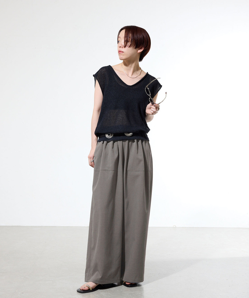 ワイドパンツ パンツ 「一部店舗限定」ウォッシャブルワイドギャザーパンツ レディースの画像