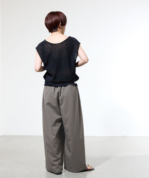 ワイドパンツ パンツ 「一部店舗限定」ウォッシャブルワイドギャザーパンツ レディースの画像