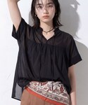 ブラウス シャツ 半袖 「洗える/軽やか」フリ...の詳細画像2