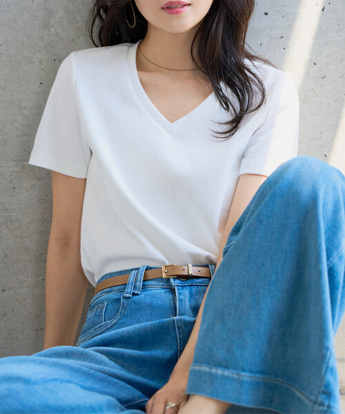 LEONARD 半袖 Vネック トップス　カットソー KOBE LETTUCE（神戸レタス） tシャツ 半袖 「 M L XL 選べるサイズ
