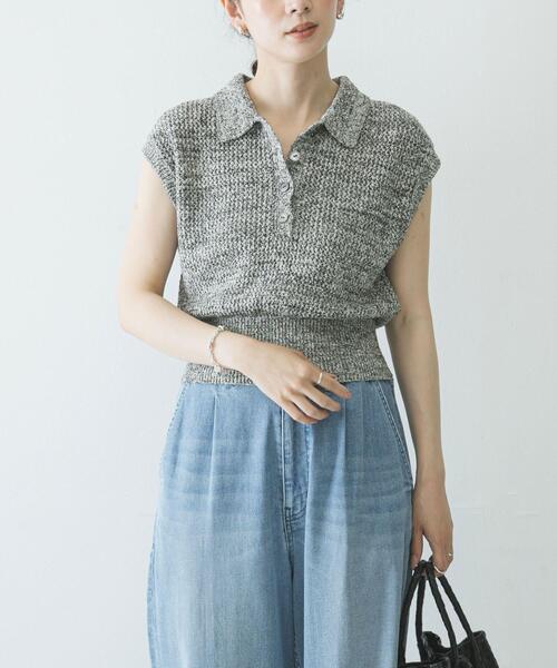 URBAN RESEARCH シャツカラーメッシュニット URBAN RESEARCH（アーバンリサーチ） サマーニット ニット セーター