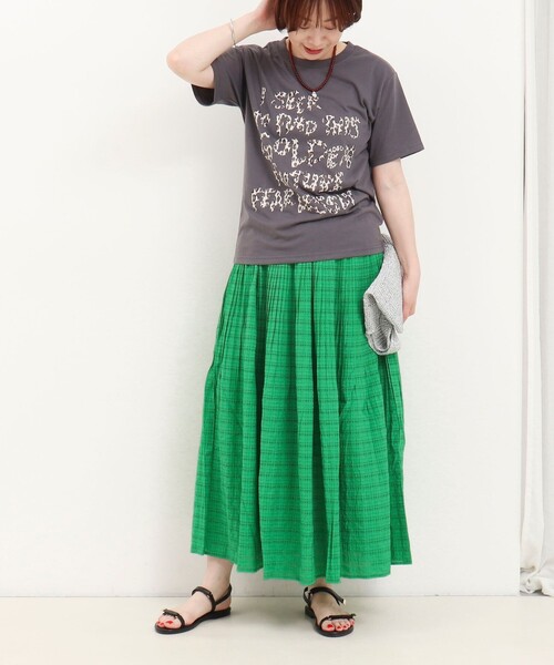 Dior フリンジ チェック ロング スカート グリーン 緑 ラルフローレン fredy couleur（フレディクルール） スカート シアーチェックプリーツ