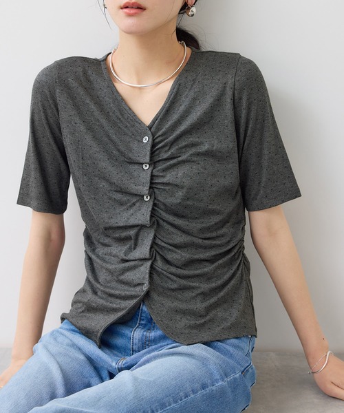 VIS（ビス） tシャツ 半袖 「WEB限定」ドット＆無地フロント