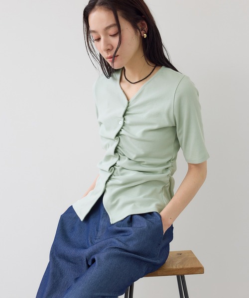 VIS（ビス） tシャツ 半袖 「WEB限定」ドット＆無地フロント