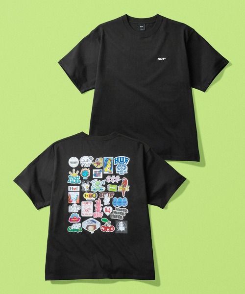 HUF Tシャツ ブラック Lサイズ HUF（ハフ） tシャツ STICKER PACK TEE メンズ レディース : ZOZOTOWN