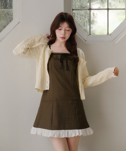 fupel ワンピース dot frill mini onepiece / ドットフリルミニ