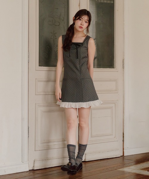 fupel ワンピース dot frill mini onepiece / ドットフリルミニ