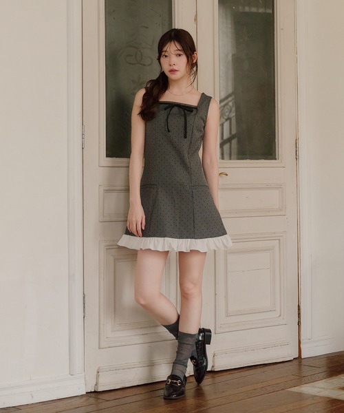 fupel ワンピース dot frill mini onepiece / ドットフリルミニ