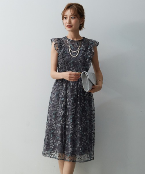 楽天市場 ボタニカル柄カラーレース フリル袖ワンピース 人気定番