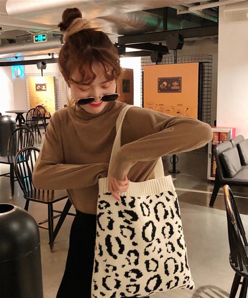NKNIT ボアスクエアトートバッグ レオパード NKNIT ンニット ボアスクエアトートバッグ レオパード トートバッグ