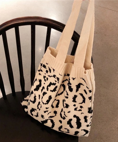 NKNIT ンニット ボアスクエアトートバッグ レオパード レオパード柄