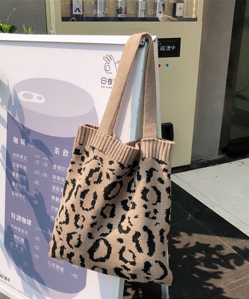 aimoha（アイモハ） トートバッグ レオパード柄のa4サイズの入るニット