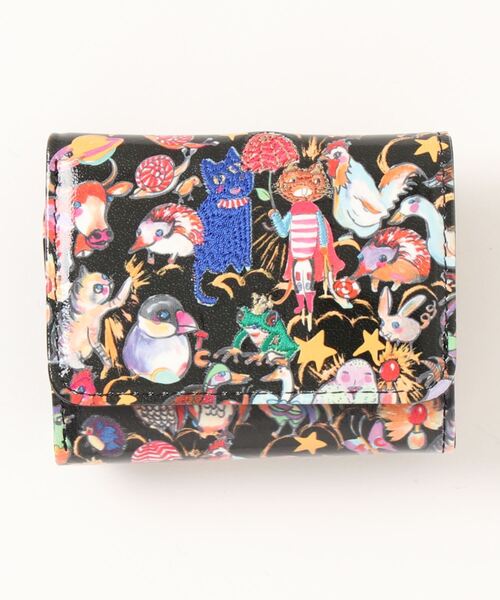 古塔つみ　cotoh tsumi ミニキャンバス　no.3 森のどうぶつたち 三つ折り財布 ミニ財布 | ツモリチサト