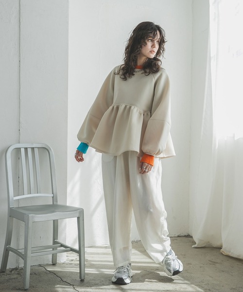 ク*読様 【mamamo】WzipダンボールペプラムTOPS mamamo】WzipダンボールペプラムTOPS | natural couture