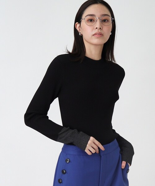 ニット セーター ワイドリブラメ入りシアーニットトップス レディース STYLEMIXER ニット セーター シアーリブラメニットトップ