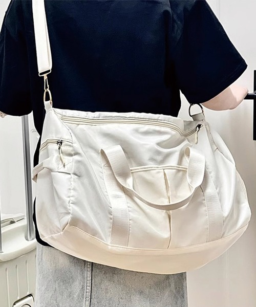 Nala travel big bag ホワイト ボストンバッグ 旅行用 ダッフルバッグ(靴入れ付き) レディース