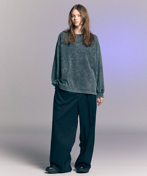 パンツ スラックス 「UNISEX」Wool Mix Continuous Tow-Tuck Wide  