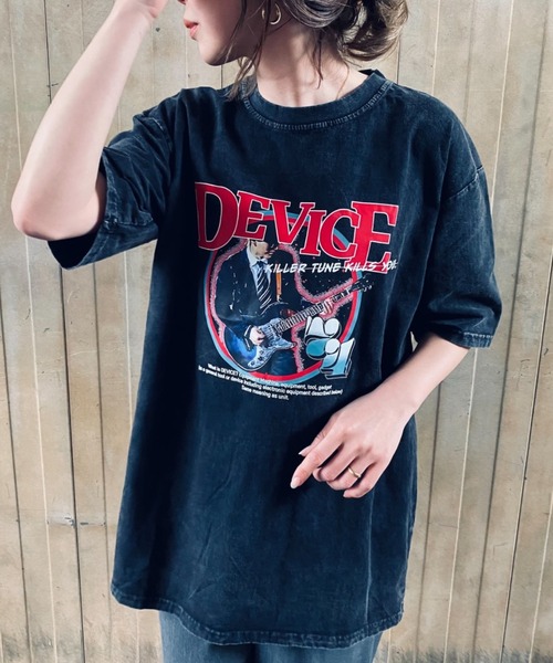 DEVICE tシャツ AIデザイン ロック バンド ピグメント ヴィンテージ 