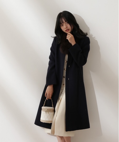 PROPORTION BODY DRESSING」 ノーカラーコート MEDIUM ネイビー  