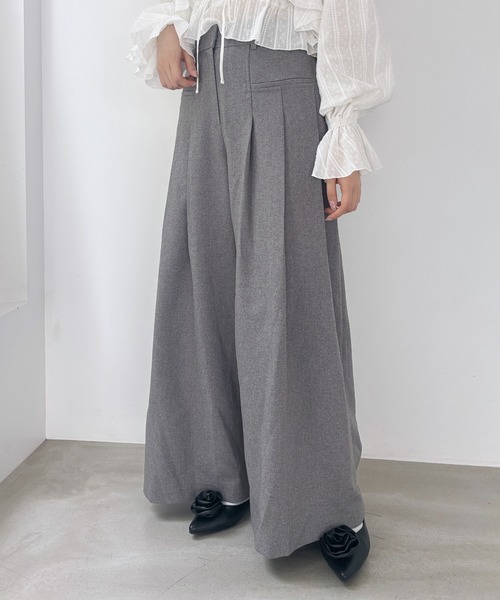 Heather（ヘザー） ワイドパンツ スラックス パンツ シャークスキン