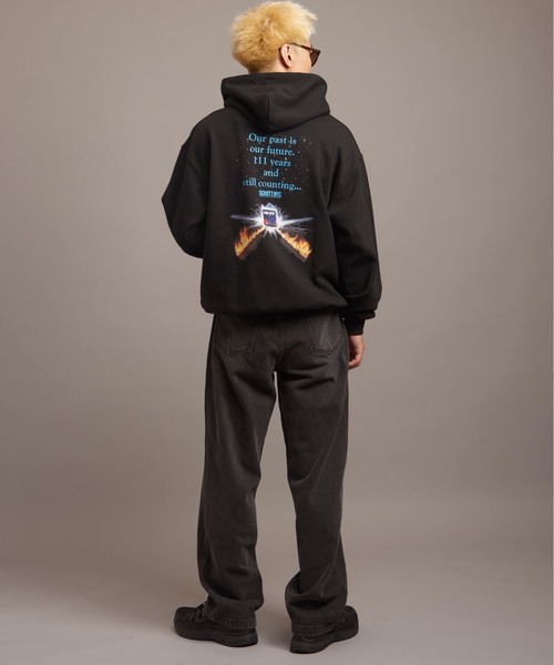 Schott N.Y.C. ブラック パーカー Schott N.Y.C パーカー Schott/ショット/LEATHER ELBOW PATCH