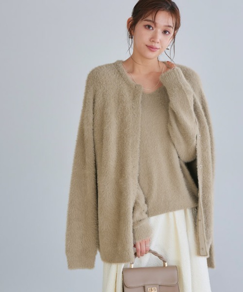 Pierrot（ピエロ） コート アウター ショートシャギーコーディガン