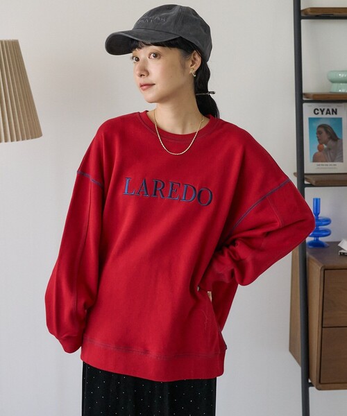 トレーナー スウェット ビッグ 配色ステッチ スウェット レディース FREAK'S STORE トレーナー スウェット 配色ステッチ 刺繍