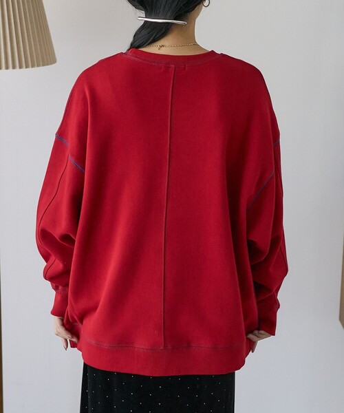トレーナー スウェット ビッグ 配色ステッチ スウェット レディース FREAK'S STORE トレーナー スウェット 配色ステッチ 刺繍