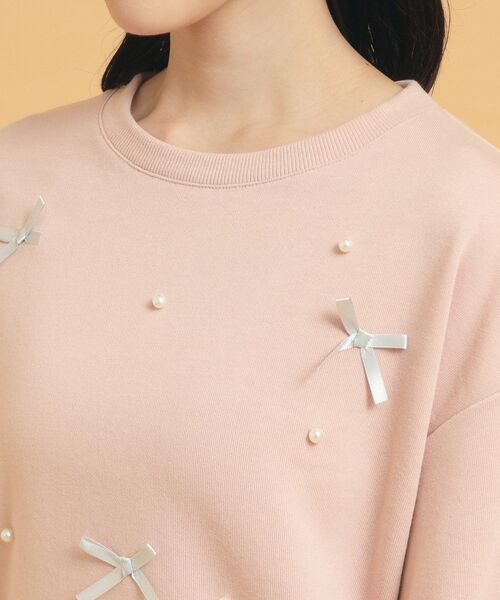 PINK-latte（ピンクラテ） tシャツ 毎日着たい！リボンパール裏毛