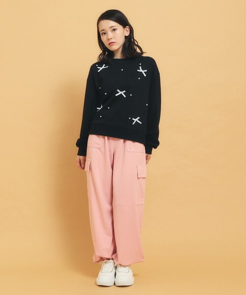 ☆Ree☆★新品 ピンクラテ★りぼんパ－ルトップス 160 PINK-latte（ピンクラテ） tシャツ 毎日着たい！リボンパール裏毛