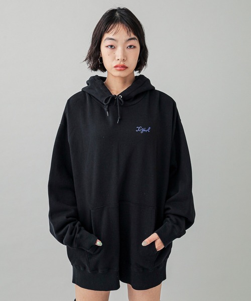 X-girl　バタフライパーカー X-girl パーカー BUTTERFLY PATCH OVERSIZED SWEAT HOODIE